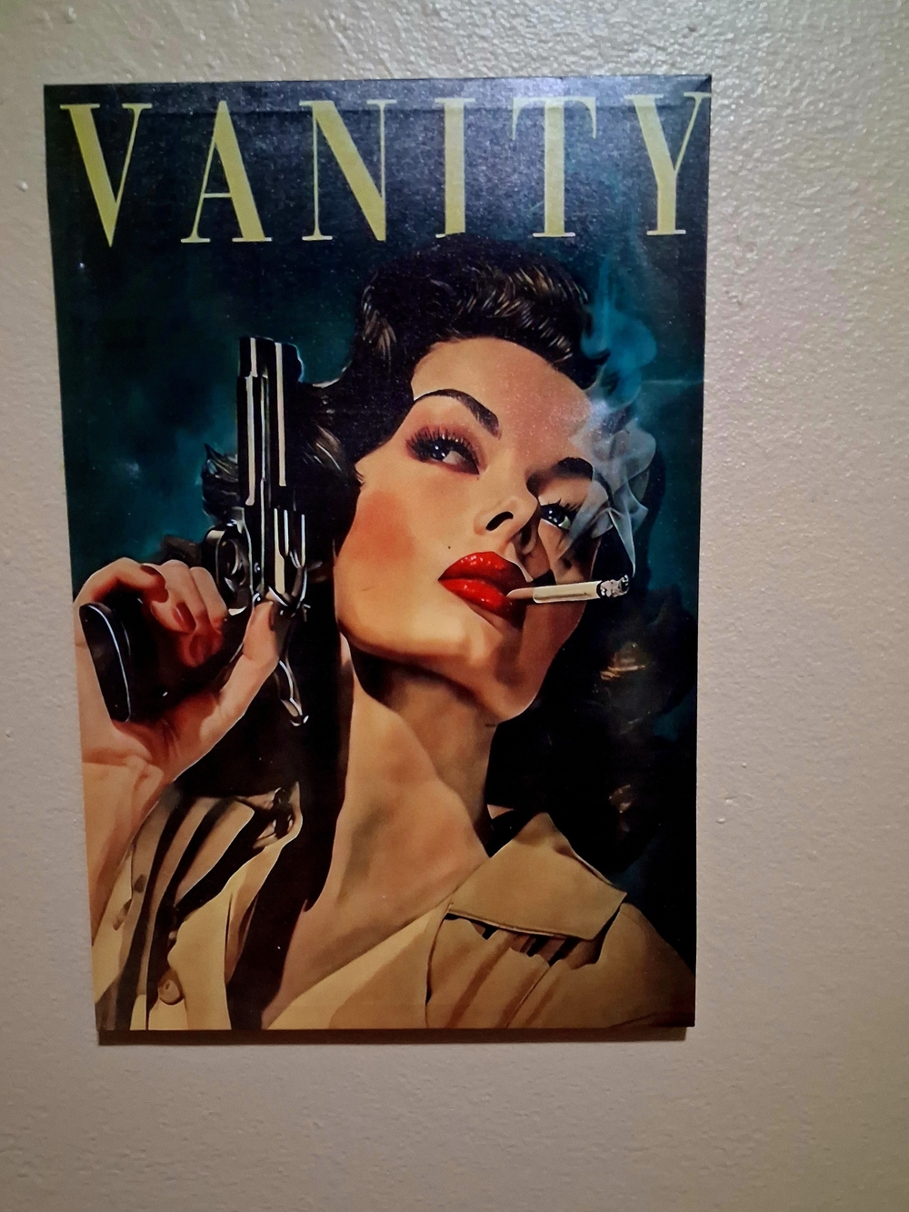 VANITY Bold Femme Fatale Poster with Red Lip Accent